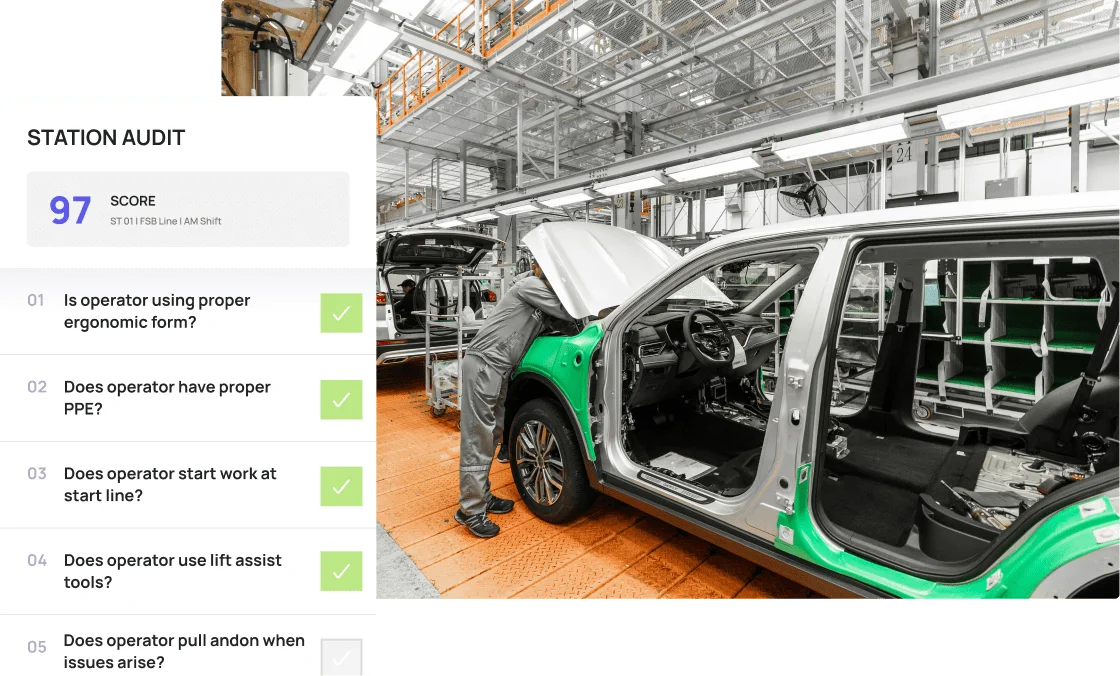 Station audit report with shift data and customizable forms